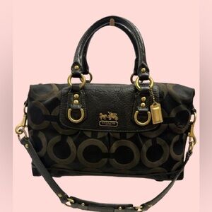RARE Coach Madison Op Art Black Gold Tote 12947 Vintage